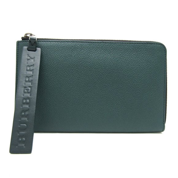 Burberry Other - BURBERRY L-shaped Zipper Mini Men's Leather Clutch Bag Dark Green